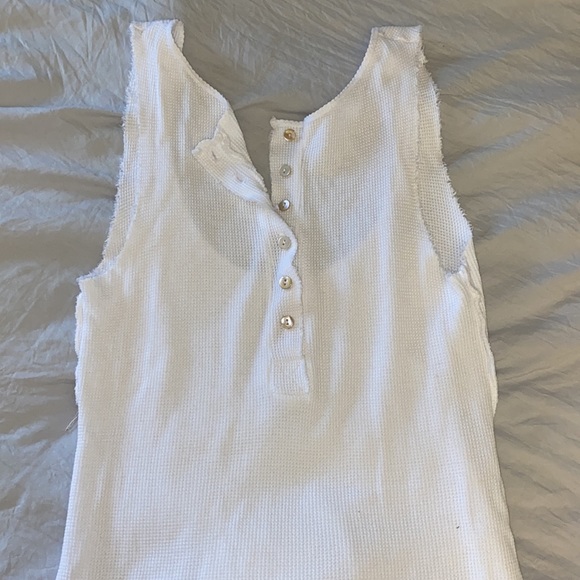 NEW White waffle Henley tank top. - Picture 9 of 12